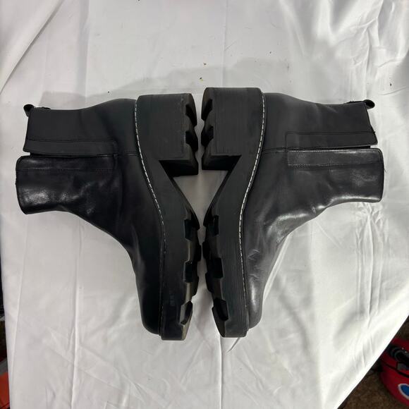 Calvin Klein KCAMINA Black Leather Mid-Height Ankle Boots Women’s 11M Side Zip - Picture 8 of 9